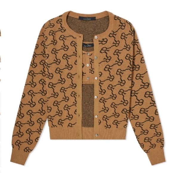 ROKH Knitted Twinset with Logo, cardigan & cropped bra top S - Picture 1 of 13